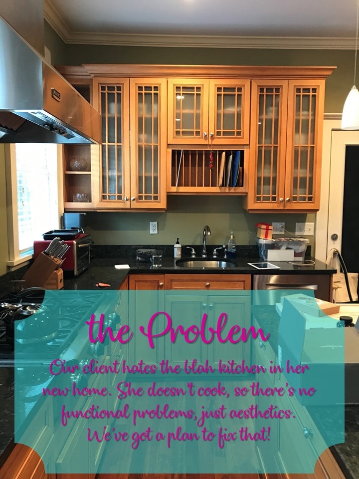 See an amazing kitchen transformation and see how professional designers use budget friendly changes to completely update a dated 80's kitchen CLICK TO READ #kitchenremodel #kitchendesign #kitchendesignideas #kitchenideas #interiordesign #interiordesignideas #openshelves #floralwallpaper #fixerupper #beforeandafter