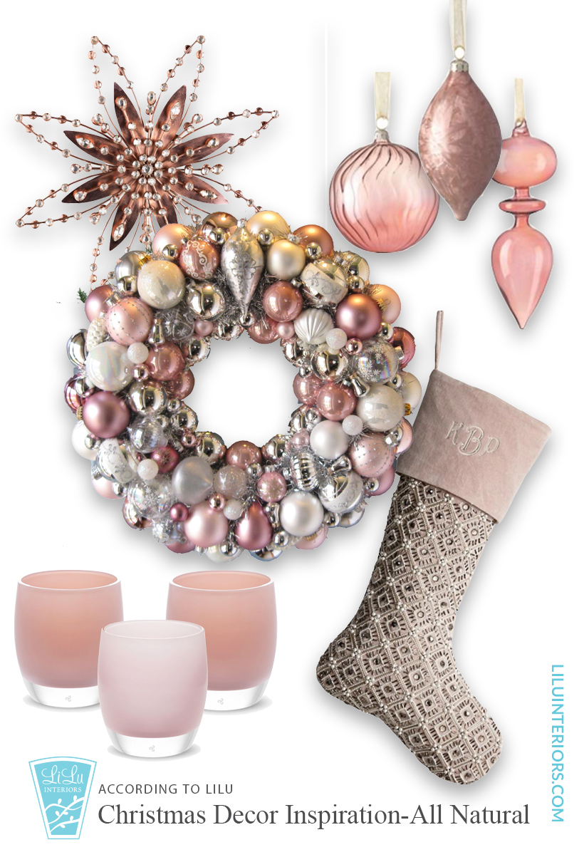 Christmas Color Schemes in colors from traditional red and green to silver and gold to blush and Barbie Pink. These shoppable christmas decor mood boards will inspire you to deck the halls in a fresh way this year.  #christmas #interiordesign #holidaydecor #christmasdecor #tealchristmas #aquachristmas #turquoisechristmas #2023christmasdecor