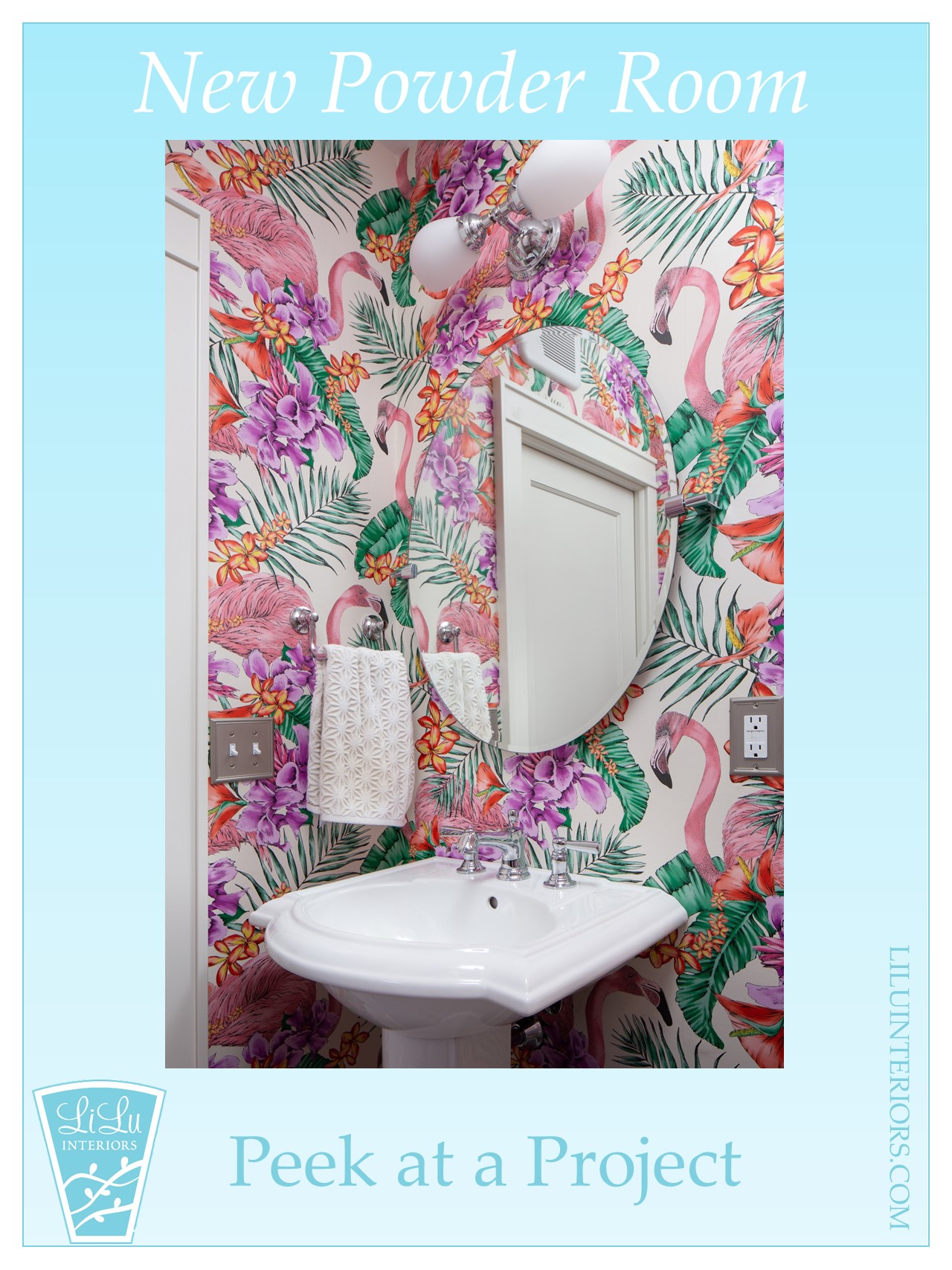how LiLu Interiors added a powder room to an older home #powderroomdesign #bathroomdesignideas #bathroomremodel