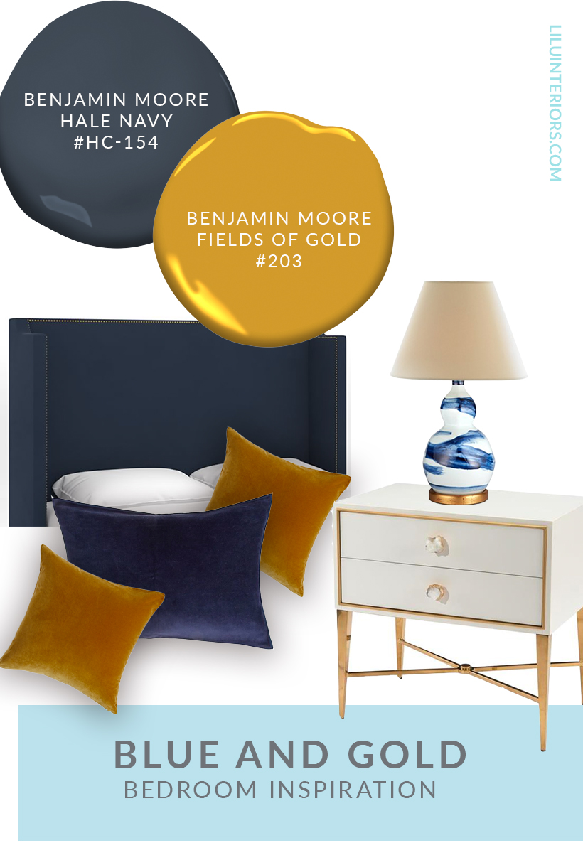 Blue and Gold Color Scheme- Bedroom
