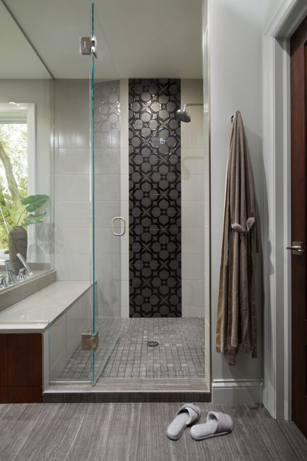 Luxury master bathroom in North Oaks designed by LiLu Interiors